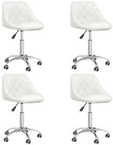 vidaXL Scaune de masă pivotante, 4 buc., alb, piele ecologică