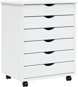 vidaXL Dulap rulant cu sertare MOSS, alb, lemn masiv de pin