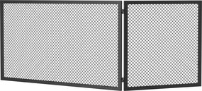 HOMCOM Parascântei Pliabil pentru Șemineu, 2 Panouri, din Metal Vopsit, Gata de Utilizare, 140 x 1 x 50 cm, Negru | Aosom Romania