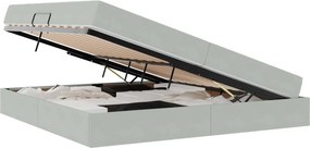 vidaXL Pat cu saltea și spațiu de depozitare Gri deschis 200 x 200 cm