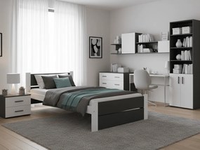 Pat de o persoana IKAROS DOUBLE 90 x 200 cm, antracit/alb Saltele: Cu saltele Somnia 18 cm, Somiera pat: Cu lamele curbate