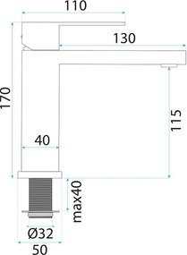 Baterie lavoar Rea Arlo crom periat