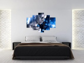 Tablou - Femeia, sclipici albastru (150x105 cm)