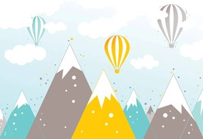 Fototapet - Munții și balon cu aer cald (152,5x104 cm), în 8 de alte dimensiuni noi