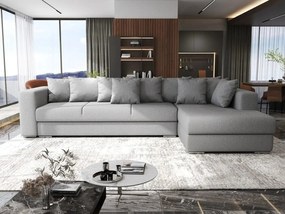 Colțar extensibil dumonde cu ladă de depozitare si sezut confortabil din spuma high-density, Gloria Enjoy Grey II 320x183 cm