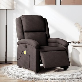 vidaXL Fotoliu electric de masaj rabatabil, maro închis, textil