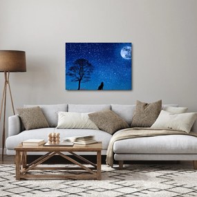 Tablou - Lupul urlând la lună (70x50 cm)