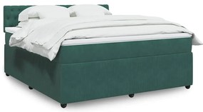vidaXL Pat box spring cu saltea, verde închis, 180x200 cm, catifea