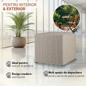 Ladă de depozitare din poliratan RICCO, 318L, 75x75x70 cm, crem Casaria