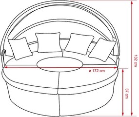 Set multifuncțional de grădină 13 piese + sofa CATALINA 2023 - negru-gri