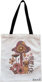 Sacosa de Panza pentru Cumparaturi, Geanta Tote, Colorful Mushrooms 6, Cu fermoar, 38x34.5 cm, Alba, BEKZ®
