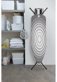 Masa de calcat Brabantia B 1003339, 124x38 cm, 7 pozitii de reglare, Suport fier de calcat, Gri inchis/Alb