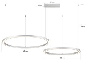 Brilagi - Lustru LED dimabil PORTOFINO, pe cablu, LED/98W/230V, argintiu + telecomandă