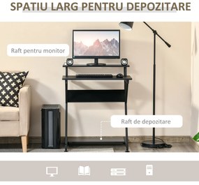 HOMCOM Masă Suport PC, Economisire Spațiu, Raft Monitor Înălțat, Pupitru din Lemn, 70x60x85.5cm, Negru, Design Compact | Aosom Romania