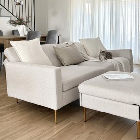 HOMCOM Canapea cu Taburet pentru Picioare, Canapea Extensibila cu 3 Locuri în Formă de L cu Spătar Reglabil, 213x91x83 cm, Crem | Aosom Romania