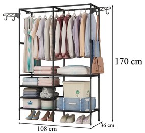 Suport pentru haine LRA-08 negru