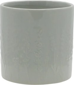 Ghiveci verde din portelan, cu model floral, H10.5/D10.5 cm, Fayence