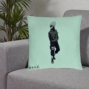 Perna Personalizata Naruto Kakashi Hatake Portret Complet, 40x40 cm, Verde Menta, Husa Detasabila, Perna Inclusa, BEKZ®