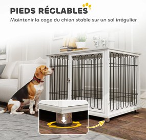 PawHut Cușcă pentru câini canisă pentru câini cu pernă picioare reglabile pentru câini medii până la 20 kg 90 x 58 x 62,5 cm gri | Aosom Romania