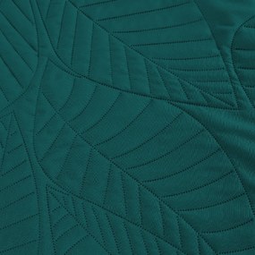 Cuvertura turcoaz pentru pat cu model LEAVES Dimensiune: 200 x 220 cm
