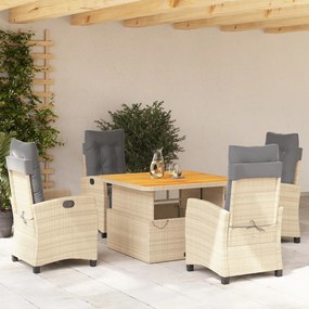 vidaXL Set mobilier de grădină cu perne, 5 piese, bej, poliratan