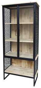 Vitrina, din lemn masiv si MDF, 2 usi, cu model lateral, Vence