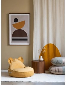 Fotoliu puf pentru copii galben cu tapițerie din catifea Bear – Wigiwama