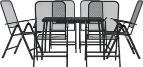 vidaXL Set de masă pentru grădină, 7 piese, plasă metalică antracit