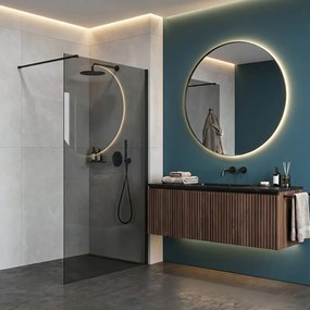 Paravan de dus fumuriu Rea Flexi Grey 110 cm negru