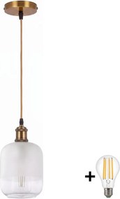 BRILAGI - LED pendul pe cablu RETRO GLASS 1xE27/60W/230V Ø 14 cm auriu/alb