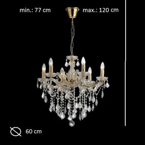 Candelabru 6 brate cristal Venezian FLORIAN SP6 ORO 035635