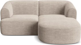 Colțar maro deschis cu tapițerie din catifea reiată (cu colț pe partea dreaptă/cu șezlong) Campi – Cosmopolitan Design