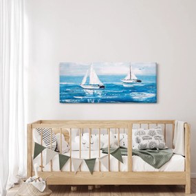 Tablou - Pictură yacht pe mare (120x50 cm)