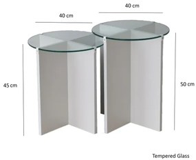 SET 2x măsuță laterală LILY d. 40 cm alb/transparent