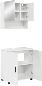 vidaXL Set de mobilier pentru baie Pe perete cu ușă 2 pcs Alb lucios