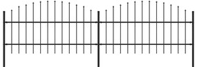 Gard de gradina cu varf sulita, negru, (0,75-1) x 3,4 m, otel 1, 75-100 cm, 3.4 m