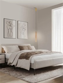 Pendul LED modern, Metal, Sticla, Cognac, SANO