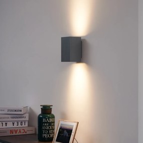 Lampă de perete modernă gunmetal pătrată cu 2 lumini GU10 50mm - Sandy