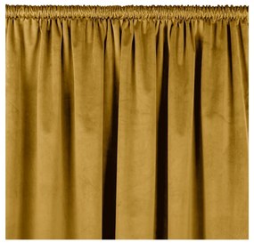 Draperie galben-muștar dimout (semi-opacă) din catifea 140x300 cm Velto – Filumi