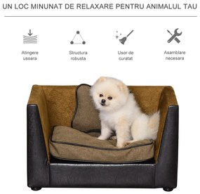 Canapele pentru Câini și Pisici PawHut din Piele sintetică cu Perne 68.5x42x43cm | AOSOM RO
