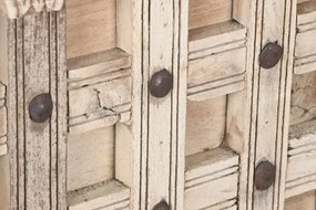 Consolă sculptată din lemn masiv, model geometric cu patină vintage, „Fortress”