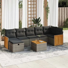 vidaXL Set canapele de grădină cu perne, 8 piese, gri, poliratan