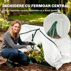 Mini Seră Outsunny pentru grădină și balcon din plastic PE și oțel cu închidere cu fermoar, 99x71x60 cm, de culoare alb transparent | Aosom Romania