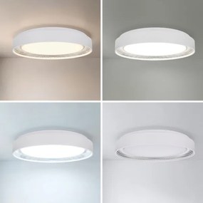 Brilagi - Plafonieră LED dimabilă WALDO, 48 W, 230 V, Ø 40 cm, alb/argintiu, cu telecomandă