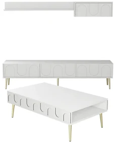 Set mobilier living Lyantela (alb + Auriu). 1107136