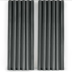 Draperie gri închis dimout (semi-opacă) din catifea 200x250 cm Velto – Filumi