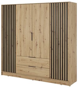 Dulap Neria 206 cm - stejar artisan / negru
