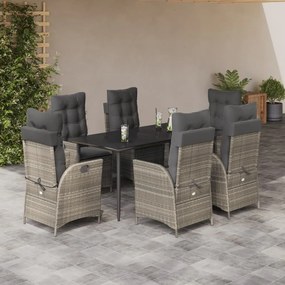 3213279 vidaXL Set mobilier de grădină cu perne, 7 piese gri deschis poliratan