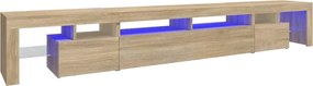 vidaXL Comodă TV cu lumini LED, stejar sonoma,260x36,5x40cm