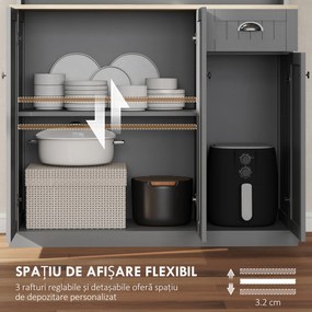 HOMCOM Dulap de Bucătărie cu Spațiu de Depozitare, 71" Alb | Aosom Romania